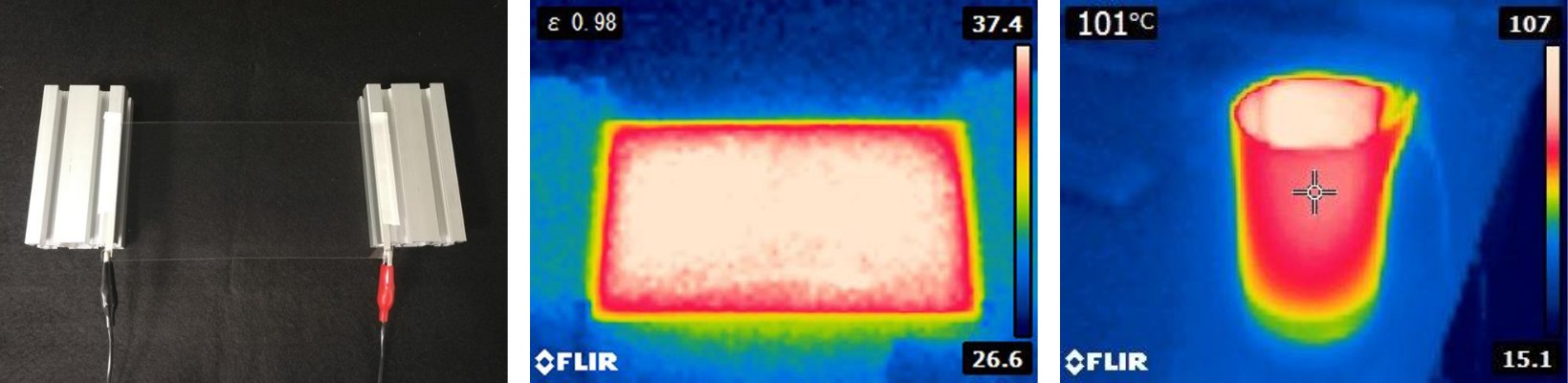 面全体が発熱する透明ヒーター